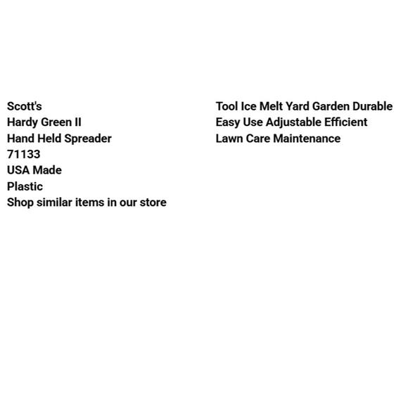 Scotts Hardy Green II Hand Held Spreader 71133-1 USA Plastic Seed Fertilizer - Picture 2 of 7